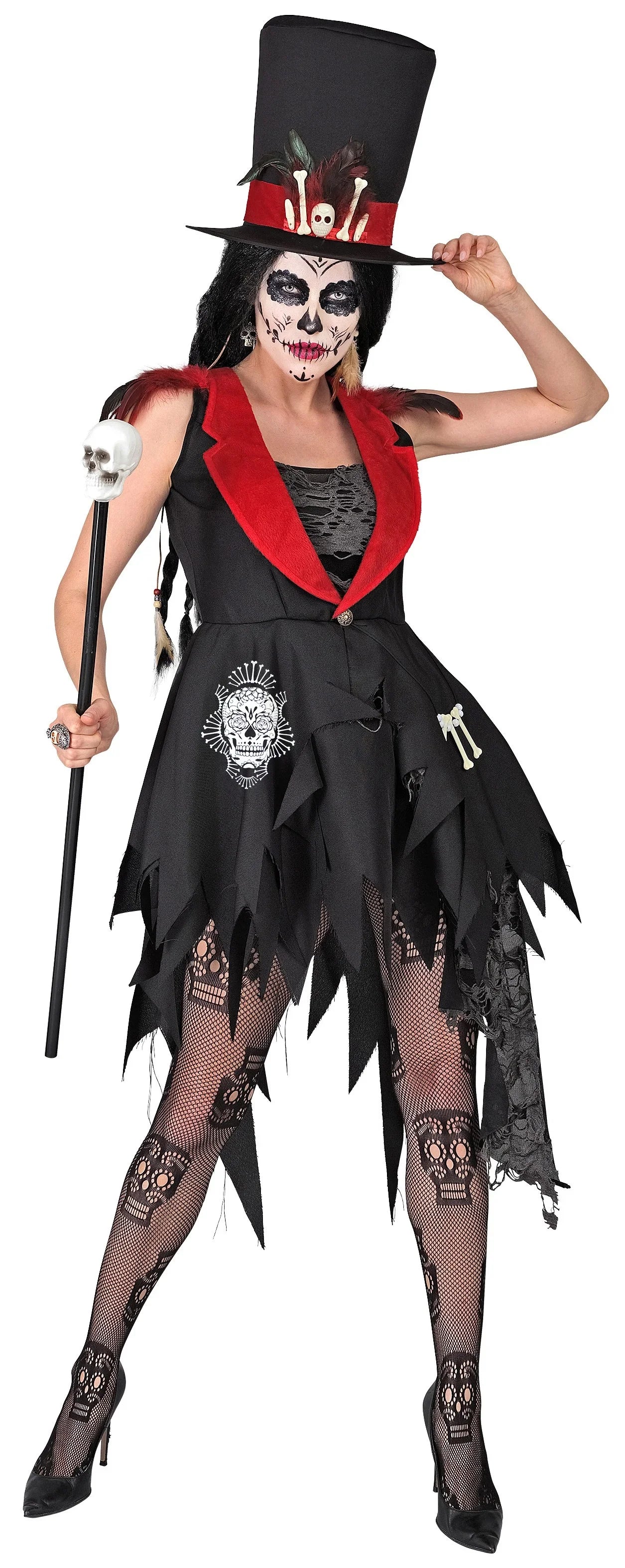 Disfraz de Esqueleto Vudú con Sombrero para Mujer Esqueletos Widmann